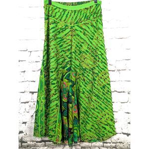 Bohemian Hippie Festival Ultra Wide-Leg Pant Vibrant Green 100% Cotton XL
